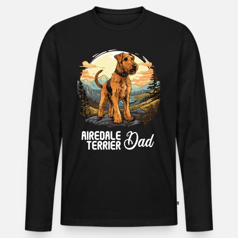 Hund Airedale Terrier - Männer Premium Bio Langarmshirt - Schwarz