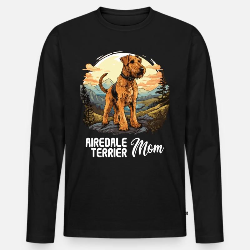 Hund Airedale Terrier - Männer Premium Bio Langarmshirt - Schwarz