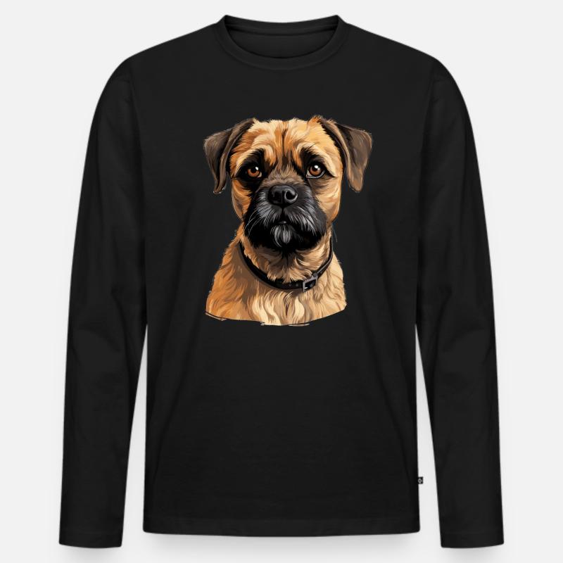 Hund Border Terrier - Männer Premium Bio Langarmshirt - Schwarz