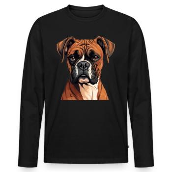 Hund Boxer - Männer Premium Bio Langarmshirt - Schwarz - Vorne - Nico (187cm)