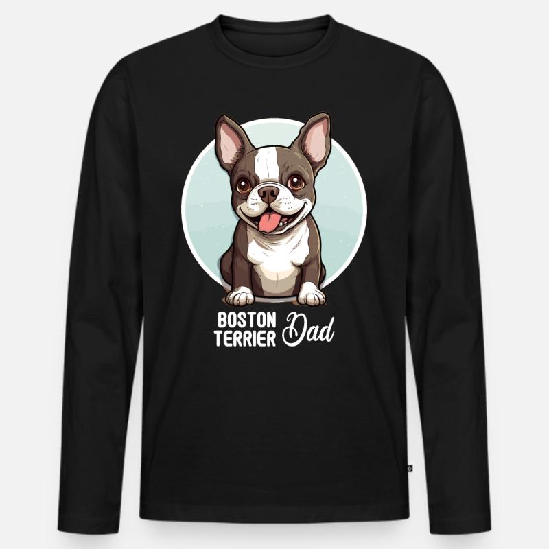 Hund Boston Terrier - Männer Premium Bio Langarmshirt - Schwarz