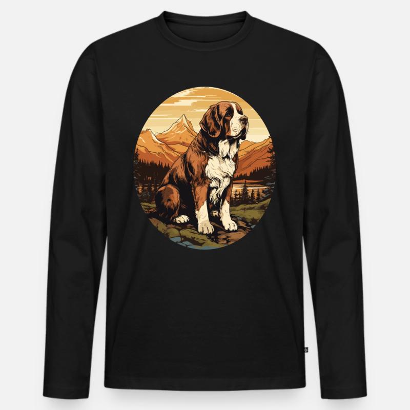 Hund Bernhardiner - Männer Premium Bio Langarmshirt - Schwarz