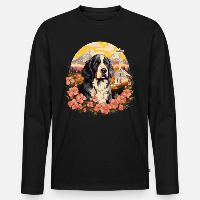 Hund Bernhardiner - Männer Premium Bio Langarmshirt - Schwarz