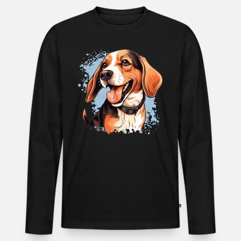 Hund Beagle - Männer Premium Bio Langarmshirt - Schwarz