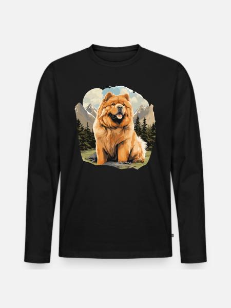 Hund Chow Chow - Männer Premium Bio Langarmshirt - Schwarz
