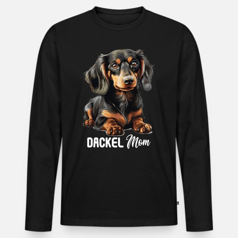 Hund Dackel - Männer Premium Bio Langarmshirt - Schwarz