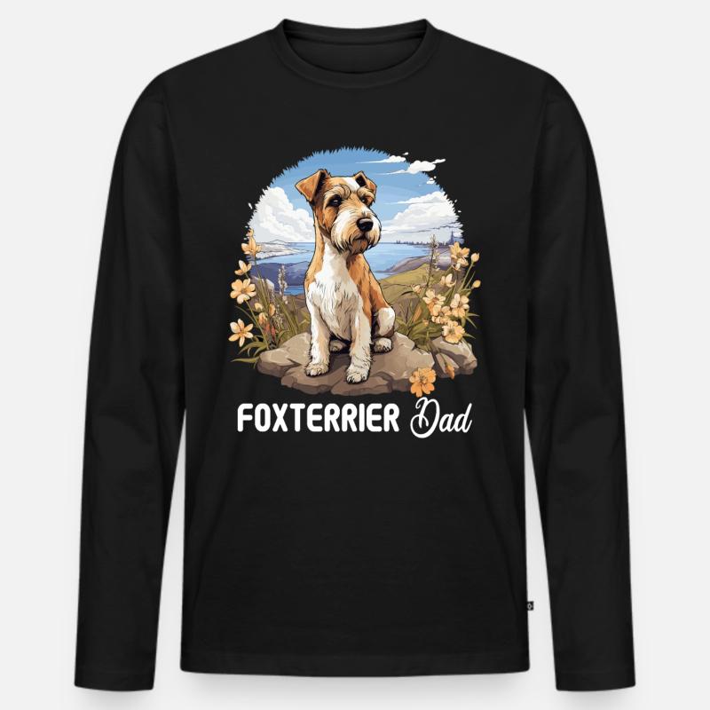 Hund Foxterrier - Männer Premium Bio Langarmshirt - Schwarz