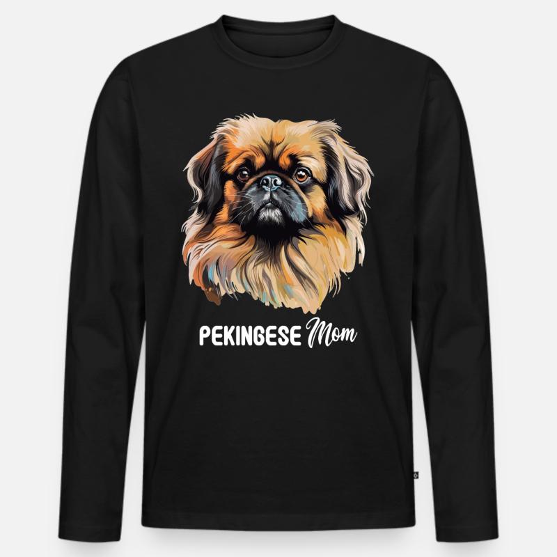Pekingese - Männer Premium Bio Langarmshirt - Schwarz