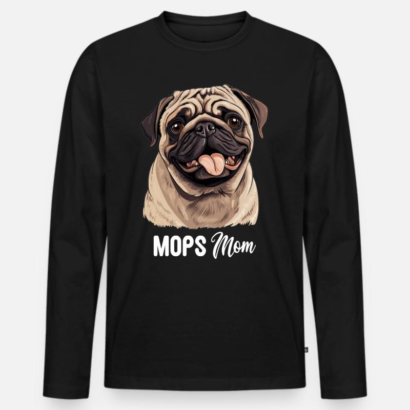 Mops - Männer Premium Bio Langarmshirt - Schwarz