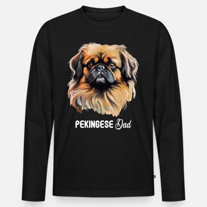 Pekingese - Männer Premium Bio Langarmshirt - Schwarz