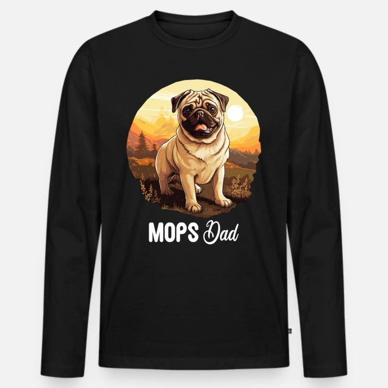 Mops - Männer Premium Bio Langarmshirt - Schwarz