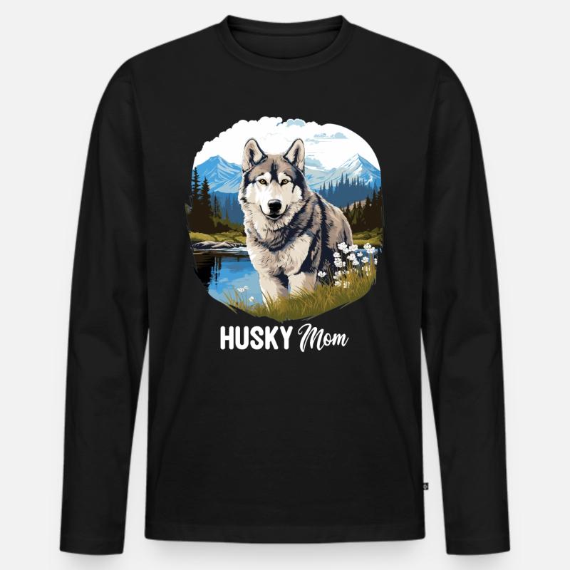 Husky - Männer Premium Bio Langarmshirt - Schwarz