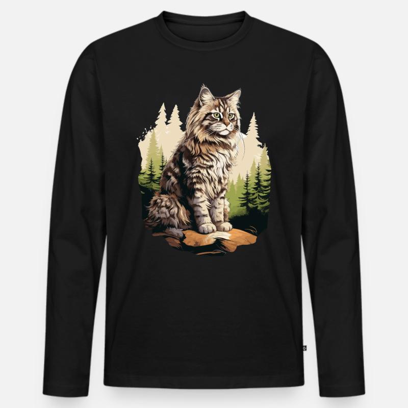 Norwegian Forest Cat - Männer Premium Bio Langarmshirt - Schwarz