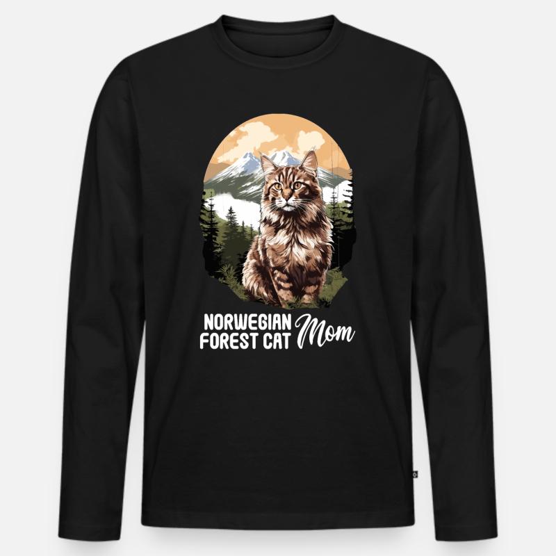 Norwegian Forest Cat - Männer Premium Bio Langarmshirt - Schwarz