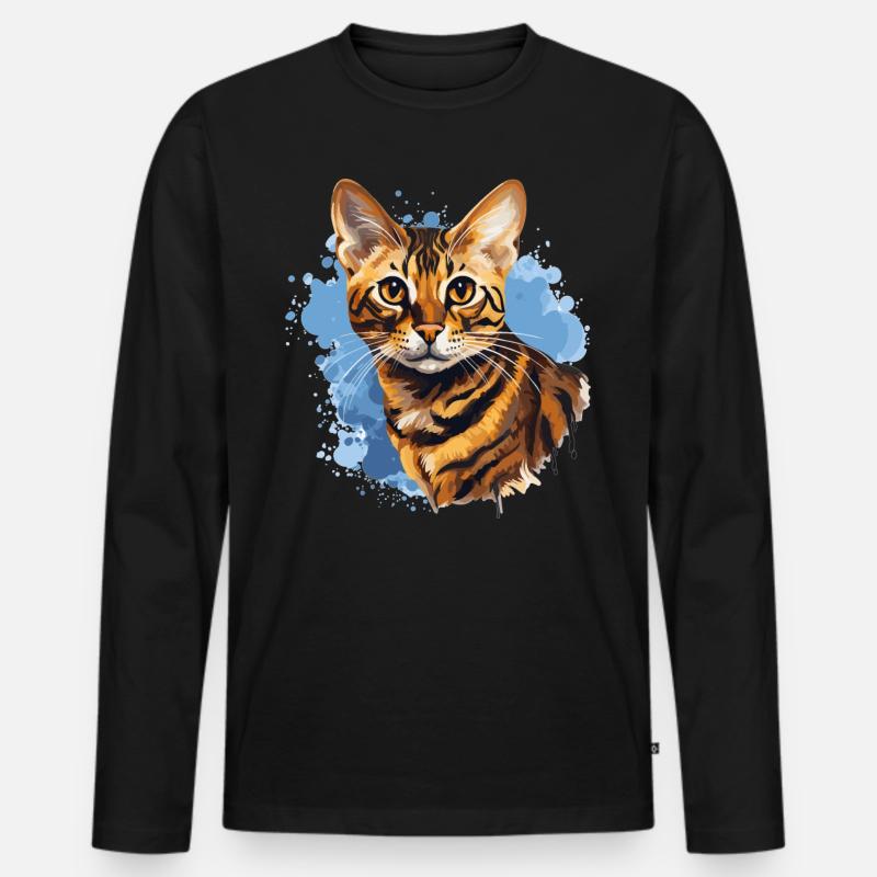 Bengal Cat - Männer Premium Bio Langarmshirt - Schwarz