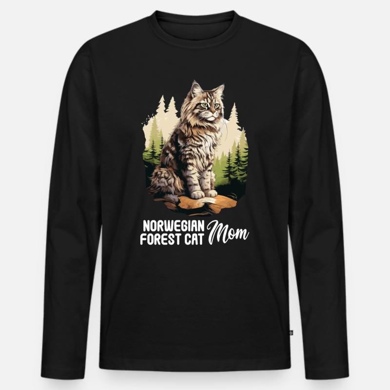 Norwegian Forest Cat - Männer Premium Bio Langarmshirt - Schwarz