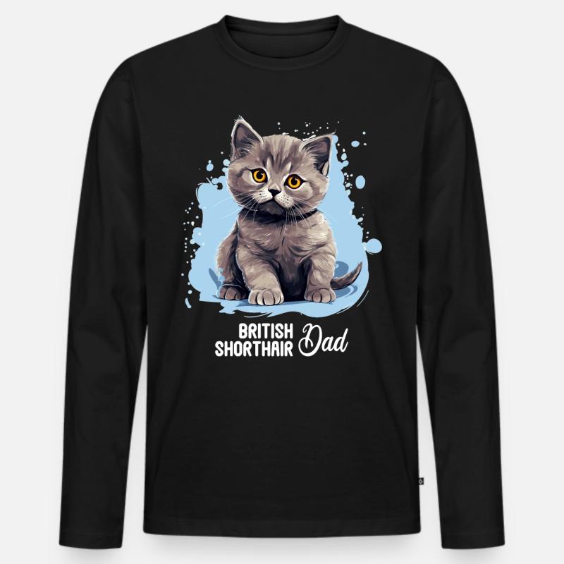 British Shorthair - Männer Premium Bio Langarmshirt - Schwarz
