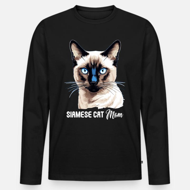 Siamese Cat Siamkatze - Männer Premium Bio Langarmshirt - Schwarz