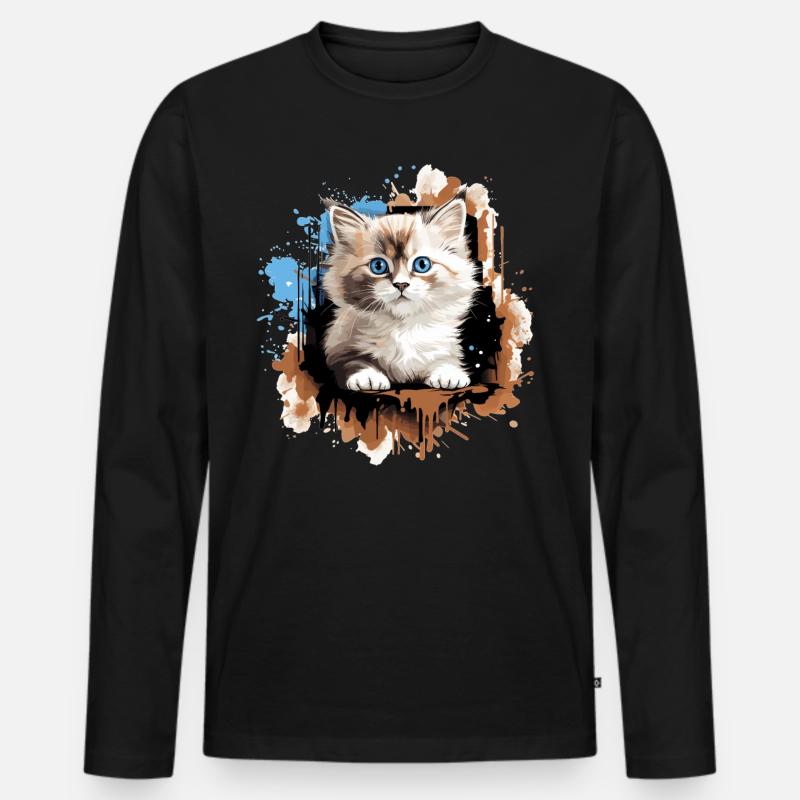 Ragdoll - Männer Premium Bio Langarmshirt - Schwarz
