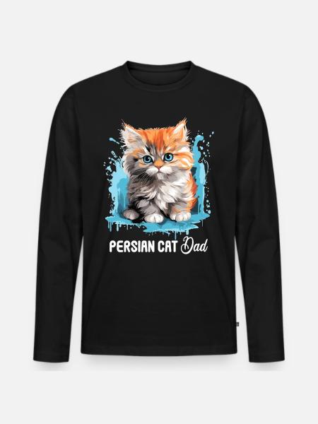 Chat persan Perser Katze - T-shirt manches longues Premium bio Homme - noir