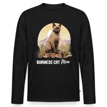 Burmese Cat Burma Katze - Men's Premium Organic Long Sleeve Shirt - black - Front - Nico (187cm)