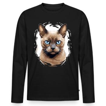 Burmese Cat Burma Katze - Men's Premium Organic Long Sleeve Shirt - black - Front - Nico (187cm)