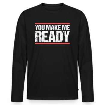 Tu me prépares Denglish - T-shirt manches longues Premium bio Homme - noir - Devant - Nico (187cm)