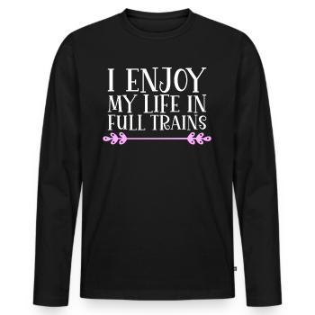 Je profite de ma vie dans les trains Denglisch - T-shirt manches longues Premium bio Homme - noir - Devant - Nico (187cm)