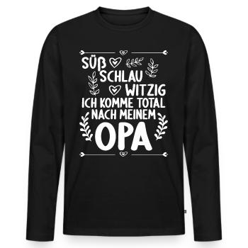 Ich komme total nach meinem Opa Enkelin Enkel - Männer Premium Bio Langarmshirt - Schwarz - Vorne - Nico (187cm)
