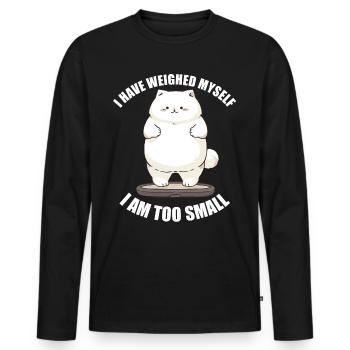 Je me suis pesé Je suis trop petit chat - T-shirt manches longues Premium bio Homme - noir - Devant - Nico (187cm)