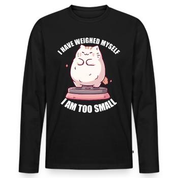 Je me suis pesé Je suis trop petit chat - T-shirt manches longues Premium bio Homme - noir - Devant - Nico (187cm)
