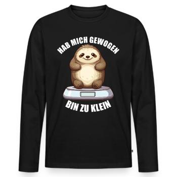 Hab mich gewogen bin zu klein Faultier - Männer Premium Bio Langarmshirt - Schwarz - Vorne - Nico (187cm)