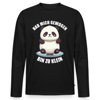 Hab mich gewogen bin zu klein Panda - Männer Premium Bio Langarmshirt - Schwarz - Vorne - Nico (187cm)