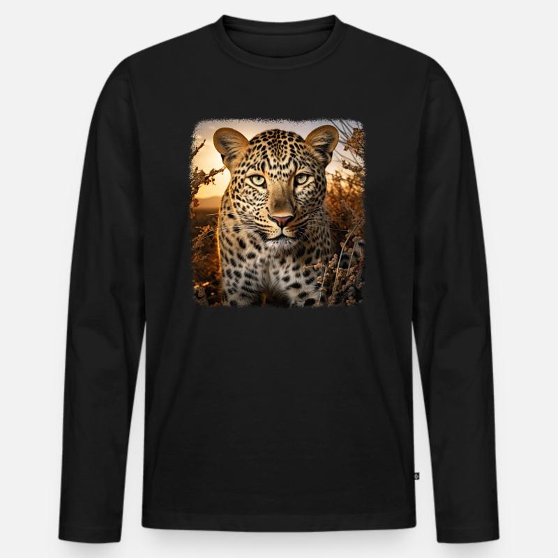 Leoparde realistic Leopard - Männer Premium Bio Langarmshirt - Schwarz