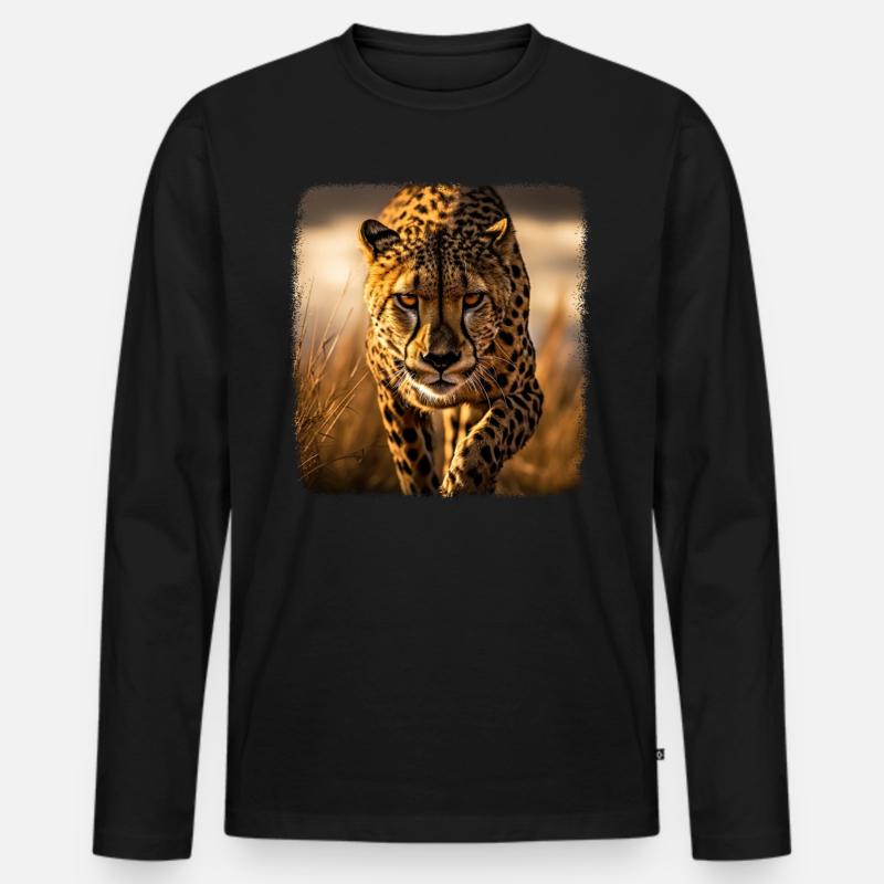 Geparde realistic Gepard - Männer Premium Bio Langarmshirt - Schwarz