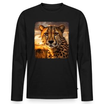 Guépard réaliste Guépard - T-shirt manches longues Premium bio Homme - noir - Devant - Nico (187cm)