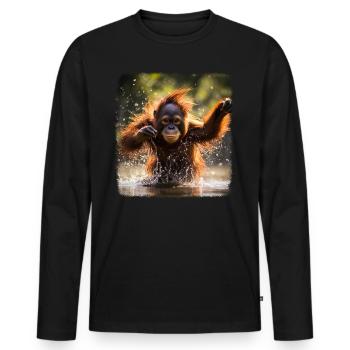 Orangutans realistic Orangutan - Men's Premium Organic Long Sleeve Shirt - black - Front - Nico (187cm)