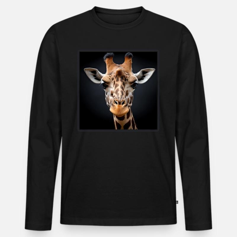 Giraffen realistic Giraffe - Männer Premium Bio Langarmshirt - Schwarz