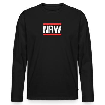 NRW Nordrhein Westfalen - Männer Premium Bio Langarmshirt - Schwarz - Vorne - Nico (187cm)
