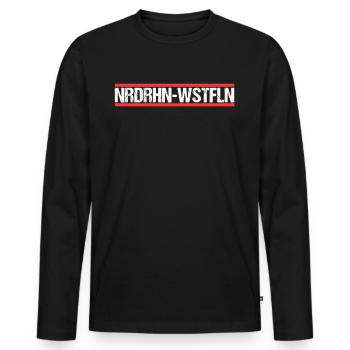 NRW Nordrhein Westfalen - Männer Premium Bio Langarmshirt - Schwarz - Vorne - Nico (187cm)