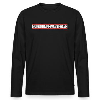 NRW Nordrhein Westfalen - Männer Premium Bio Langarmshirt - Schwarz - Vorne - Nico (187cm)