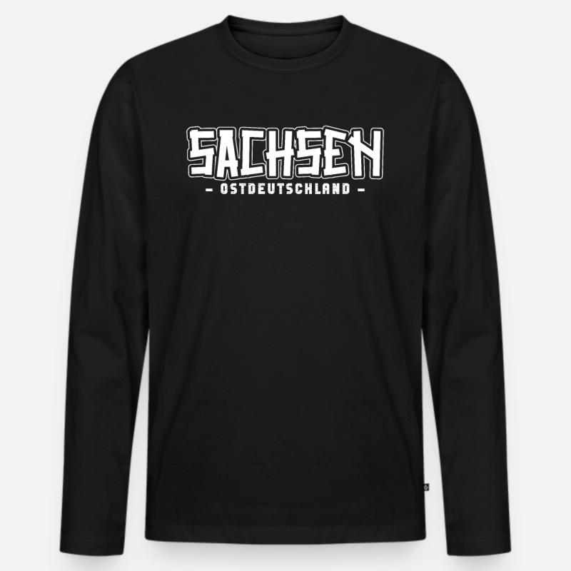 Sachse Sächsin Sachsen - Männer Premium Bio Langarmshirt - Schwarz