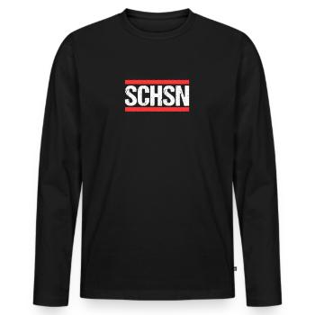 Sachse Sächsin Sachsen - Männer Premium Bio Langarmshirt - Schwarz - Vorne - Nico (187cm)