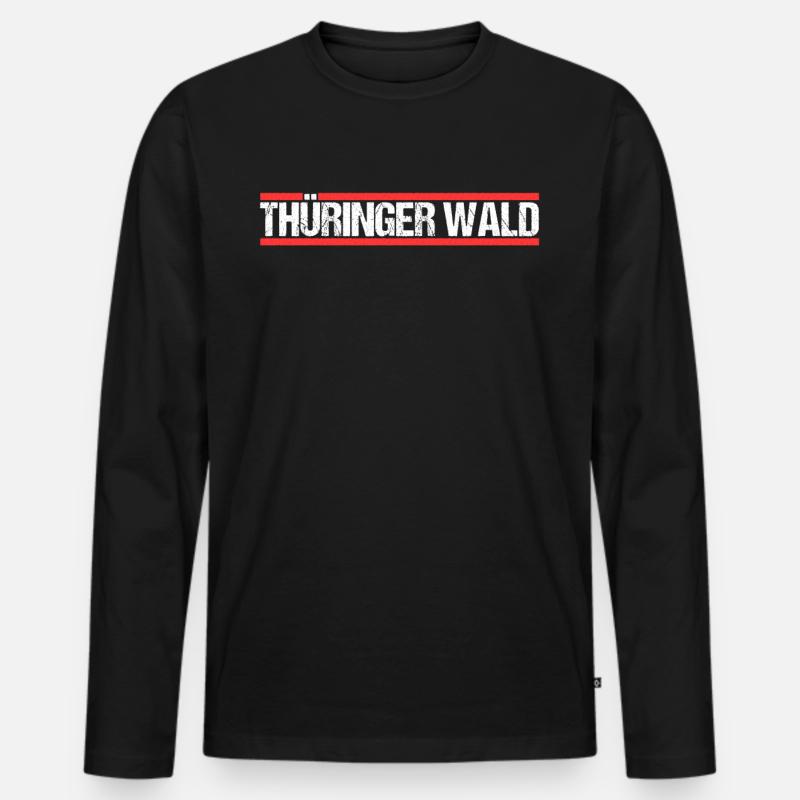 Thüringer Wald - Männer Premium Bio Langarmshirt - Schwarz