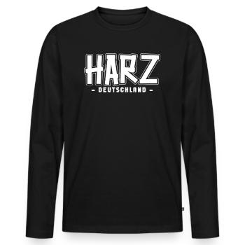 Harz - Männer Premium Bio Langarmshirt - Schwarz - Vorne - Nico (187cm)