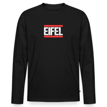 Eifel - Männer Premium Bio Langarmshirt - Schwarz - Vorne - Nico (187cm)