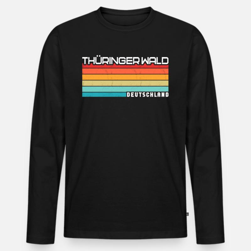 Thüringer Wald - Männer Premium Bio Langarmshirt - Schwarz