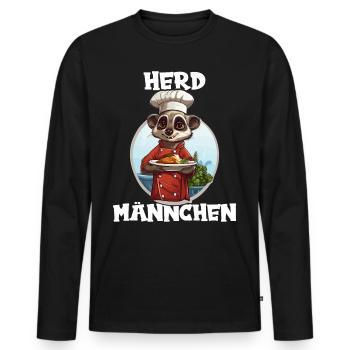 Erdmännchen kochen Koch Kochmütze Herdmännchen - Männer Premium Bio Langarmshirt - Schwarz - Vorne - Nico (187cm)