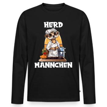 Erdmännchen kochen Koch Kochmütze Herdmännchen - Männer Premium Bio Langarmshirt - Schwarz - Vorne - Nico (187cm)