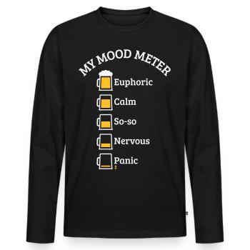 My Mood Meter (Beer Drinker / V2 / NEG) - Men's Premium Organic Long Sleeve Shirt - black - Front - Nico (187cm)